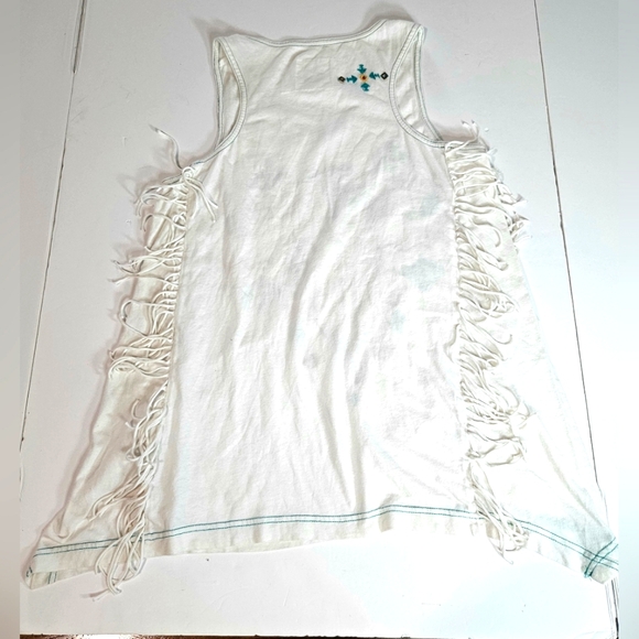 Womens Western Bohemian Tank Top Size XS White Fringe Cowboy Festival Cochella - Picture 11 of 15